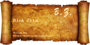 Bink Zita névjegykártya